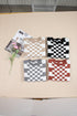 Mixed Pattern Checkered Drop Shoulder Knit Sweater