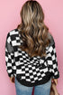 Mixed Pattern Checkered Drop Shoulder Knit Sweater