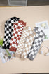 Mixed Pattern Checkered Drop Shoulder Knit Sweater