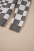 Mixed Pattern Checkered Drop Shoulder Knit Sweater