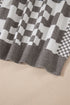 Mixed Pattern Checkered Drop Shoulder Knit Sweater