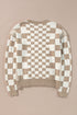 Mixed Pattern Checkered Drop Shoulder Knit Sweater