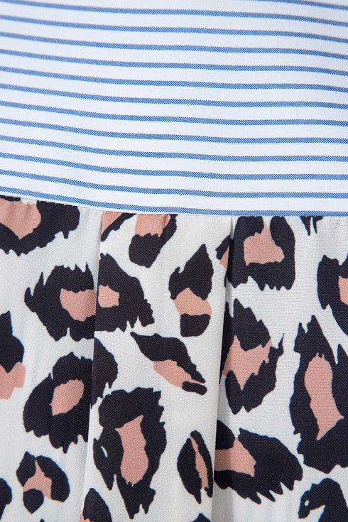 Mixed Pattern Contrast Sleeve Button Down Shirt