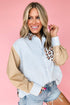 Mixed Pattern Contrast Sleeve Button Down Shirt