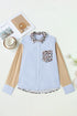 Mixed Pattern Contrast Sleeve Button Down Shirt