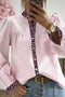 Mixed Pattern Crinkle Woven Button Front Blouse