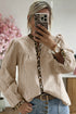 Mixed Pattern Crinkle Woven Button Front Blouse