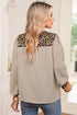 Mixed Pattern Crinkle Woven Button Front Blouse