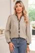 Mixed Pattern Crinkle Woven Button Front Blouse