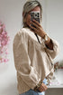 Mixed Pattern Crinkle Woven Button Front Blouse