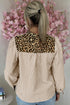 Mixed Pattern Crinkle Woven Button Front Blouse