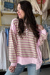Mixed Pattern Exposed Seam Button Front Henley Pullover