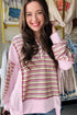 Mixed Pattern Exposed Seam Button Front Henley Pullover