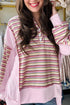 Mixed Pattern Exposed Seam Button Front Henley Pullover