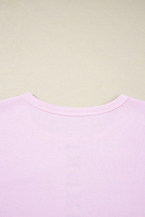 Mixed Pattern Exposed Seam Button Front Henley Pullover