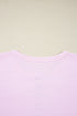 Mixed Pattern Exposed Seam Button Front Henley Pullover