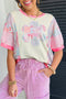 Mixed Pattern Floral Patchwork Big Flower Accent Top