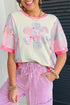 Mixed Pattern Floral Patchwork Big Flower Accent Top
