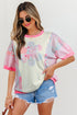 Mixed Pattern Floral Patchwork Big Flower Accent Top
