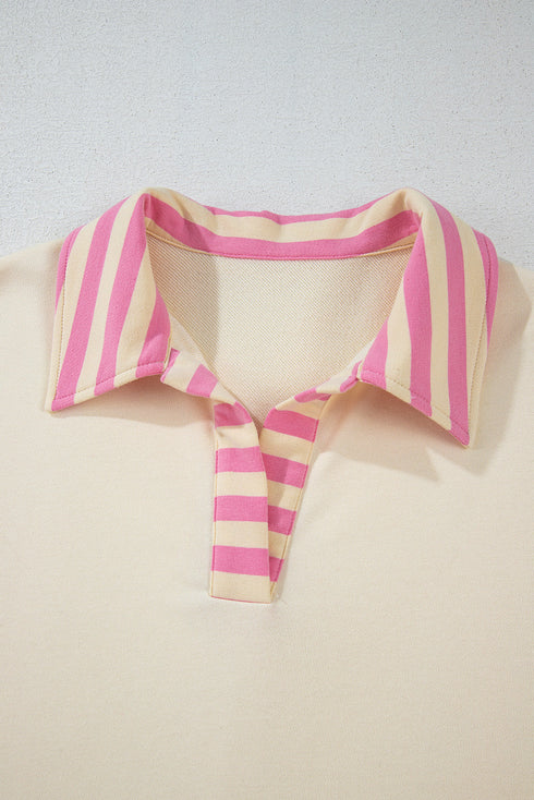 Mixed Pattern Patchwork Collared French Terry Knit Shirt