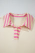 Mixed Pattern Patchwork Collared French Terry Knit Shirt