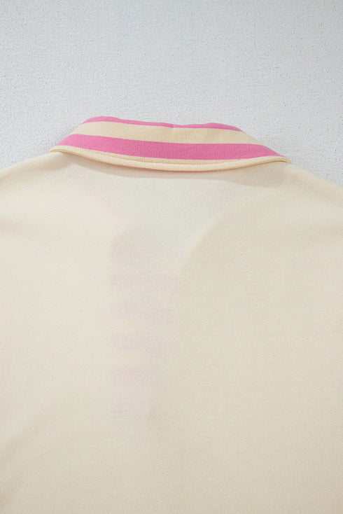 Mixed Pattern Patchwork Collared French Terry Knit Shirt