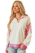 Mixed Pattern Patchwork Collared French Terry Knit Shirt