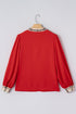 Mixed Pattern Patchwork V Neck Long Sleeve Blouse