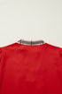 Mixed Pattern Patchwork V Neck Long Sleeve Blouse
