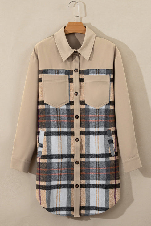 Mixed Pattern Plaid Patchwork Long Sleeve Mini Dress