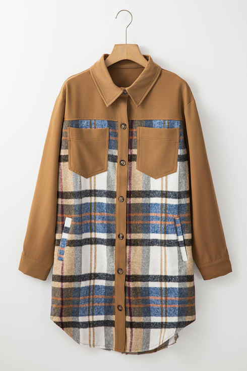 Mixed Pattern Plaid Patchwork Long Sleeve Mini Dress