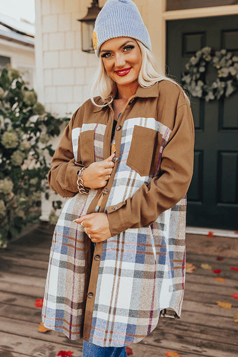 Mixed Pattern Plaid Patchwork Long Sleeve Mini Dress
