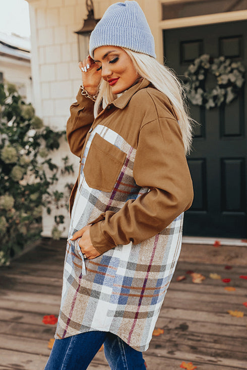 Mixed Pattern Plaid Patchwork Long Sleeve Mini Dress