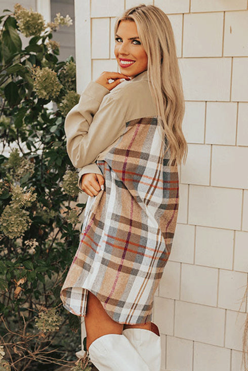 Mixed Pattern Plaid Patchwork Long Sleeve Mini Dress
