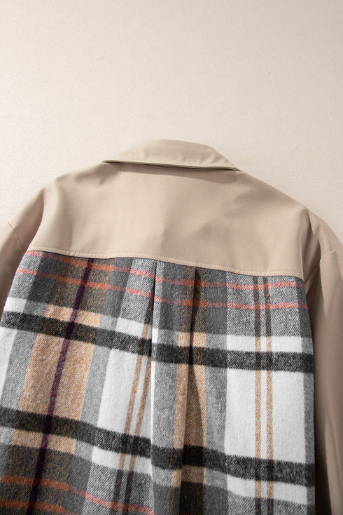 Mixed Pattern Plaid Patchwork Long Sleeve Mini Dress