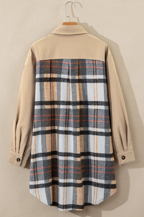 Mixed Pattern Plaid Patchwork Long Sleeve Mini Dress