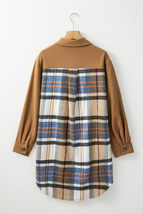 Mixed Pattern Plaid Patchwork Long Sleeve Mini Dress