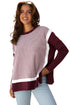 Mixed Pattern Relaxed Fit Crew Neck Sweater