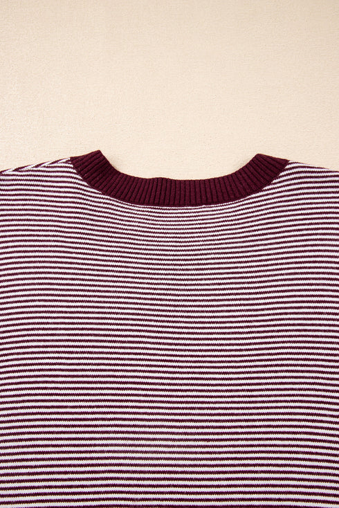 Mixed Pattern Relaxed Fit Crew Neck Sweater