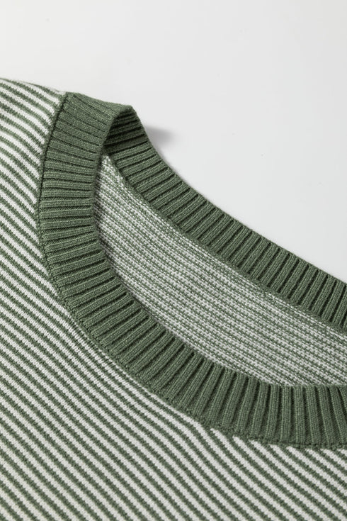 Mixed Pattern Relaxed Fit Crew Neck Sweater