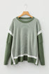 Mixed Pattern Relaxed Fit Crew Neck Sweater