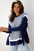 Mixed Pattern Relaxed Fit Crew Neck Sweater