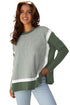 Mixed Pattern Relaxed Fit Crew Neck Sweater