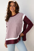 Mixed Pattern Relaxed Fit Crew Neck Sweater