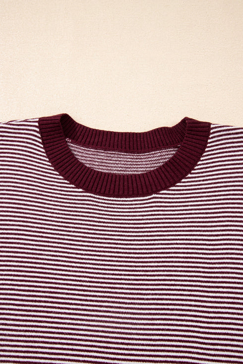 Mixed Pattern Relaxed Fit Crew Neck Sweater