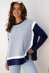 Mixed Pattern Relaxed Fit Crew Neck Sweater