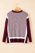 Mixed Pattern Relaxed Fit Crew Neck Sweater