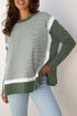Mixed Pattern Relaxed Fit Crew Neck Sweater