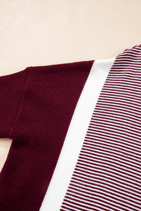 Mixed Pattern Relaxed Fit Crew Neck Sweater