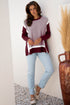 Mixed Pattern Relaxed Fit Crew Neck Sweater